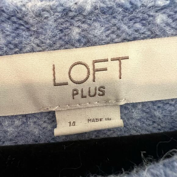 Loft Plus Women's Crewneck Sweater Pink‎ Blue Cream Wool Size 14 - Picture 8 of 8